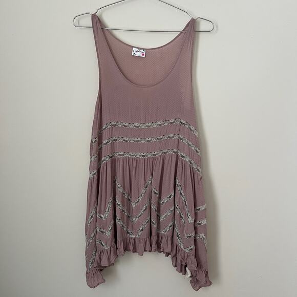 Free People Intimately Trapeze Mini Dress in Misty Combo Pink Size XS - Picture 3 of 11